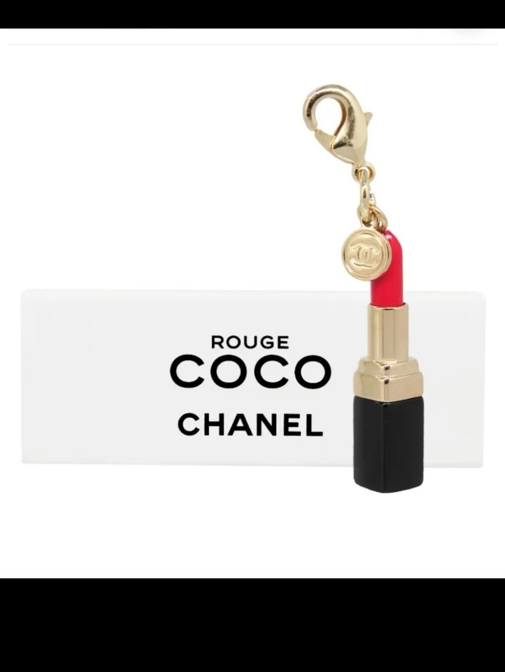 Chanel mini Rouge Red Lipstick CC Logo Charm Pendant
